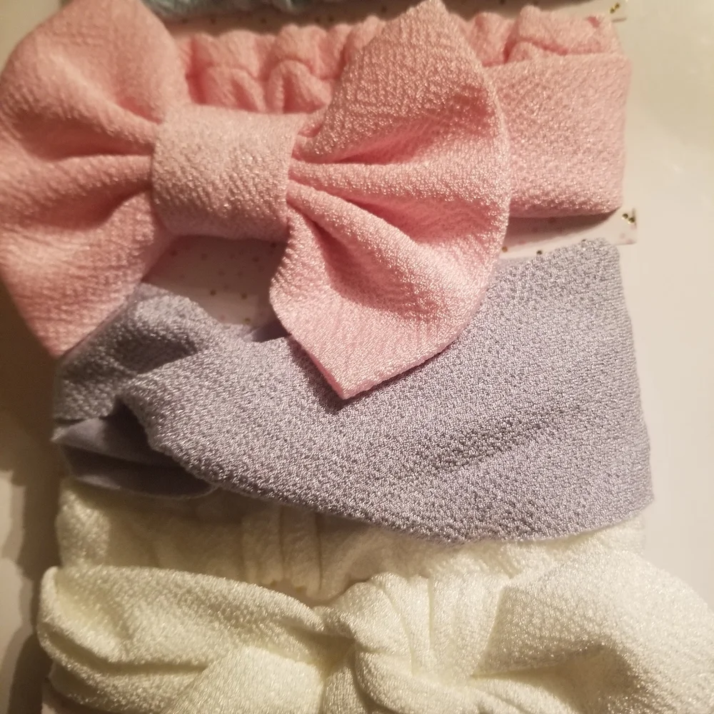 Infant Girl Headbands New 3 Months Fancy Bows Set Of 5